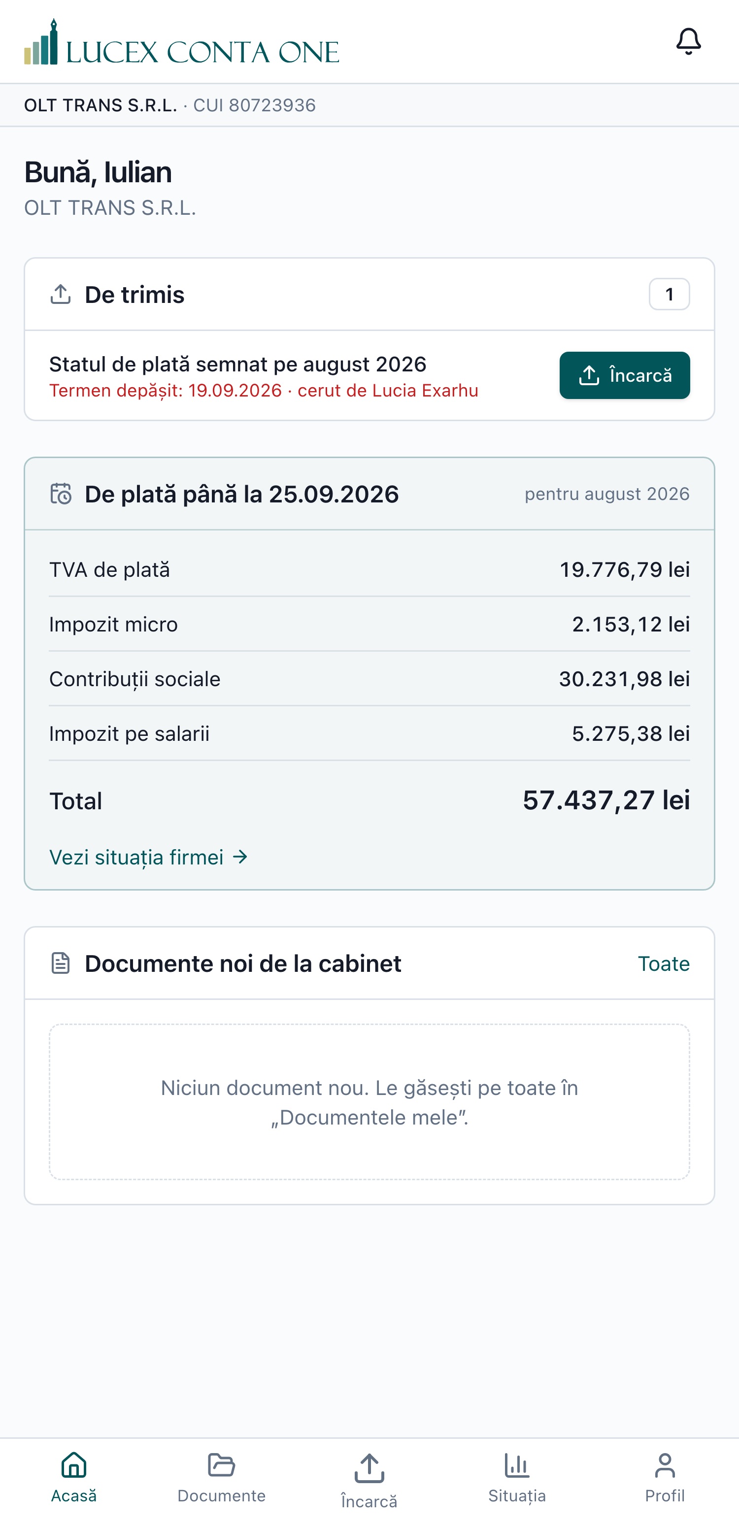 Portalul clientului: taxele de plată, cererile și documentele
